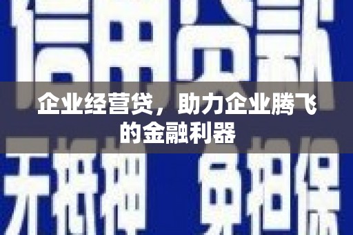 北投企业经营贷，助力企业腾飞的金融利器