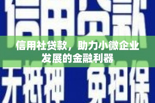 北投信用社贷款，助力小微企业发展的金融利器