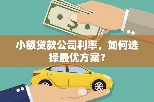 北投小额贷款公司利率，如何选择最优方案？