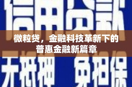 北投微粒贷，金融科技革新下的普惠金融新篇章