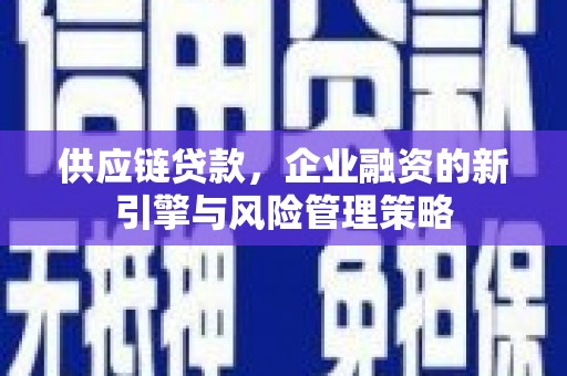 北投供应链贷款，企业融资的新引擎与风险管理策略