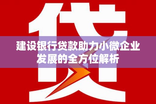北投建设银行贷款助力小微企业发展的全方位解析